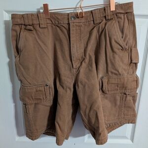 Duluth Trading Co Mens Shorrs Cargo Fire Hose Brown Canvas Size 38 Cotton